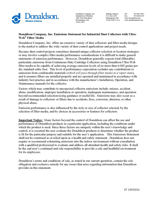 Ultra Web Emissions Statement